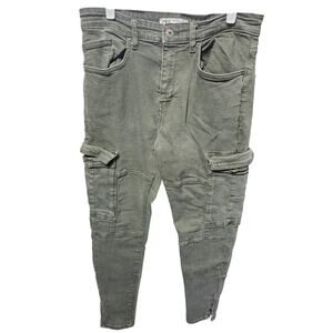 Olive Green Slim Fit Cargo Jeans -ZARA - 32